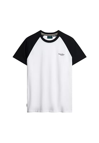 Superdry Herren Essential Logo Baseball T-Shirt, Optisch/Schwarz, XL von Superdry