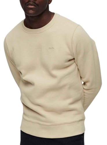 Superdry Herren Essential Logo Crew Sweatshirt, Hellstein, Beige, XL von Superdry