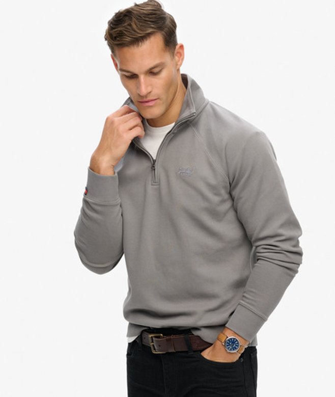 Superdry Herren Essential Logo Henley-pullover mit Raglanärmeln Dark Grey - Größe: Xxl von Superdry
