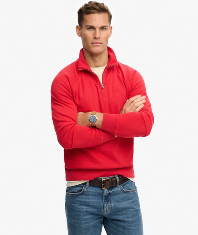 Superdry Herren Essential Logo Henley-pullover mit Raglanärmeln Red - Größe: M von Superdry