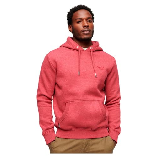 Superdry Herren Essential Logo Hoodie Sweatshirt, Mehrfarbig (Berry Red Marl), Large von Superdry