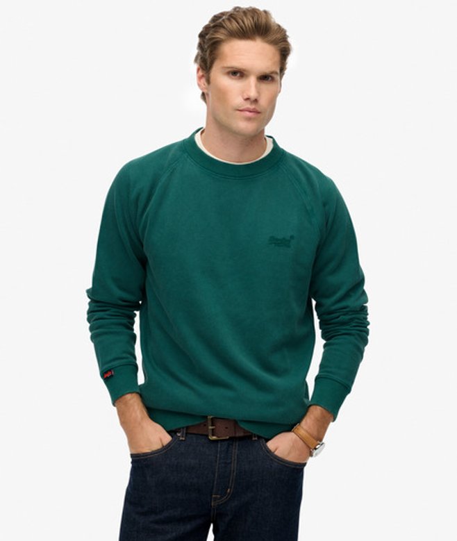 Superdry Herren Essential Logo Raglan-sweatshirt mit Rundhalsausschnitt Green - Größe: S von Superdry