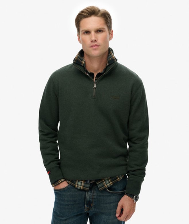Superdry Herren Essential Logo Sweatshirt mit Reißverschluss Green - Größe: M von Superdry