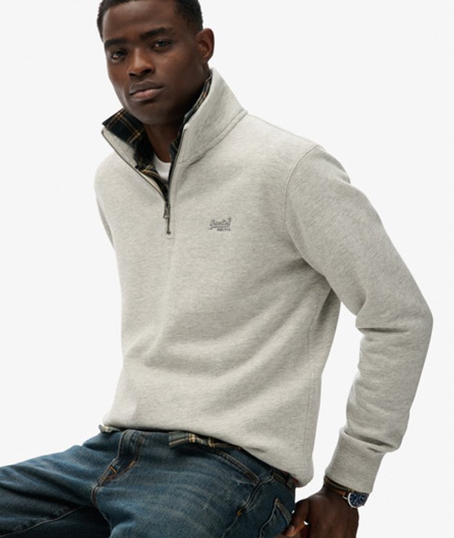 Superdry Herren Essential Logo Sweatshirt mit Reißverschluss Grey - Größe: L von Superdry