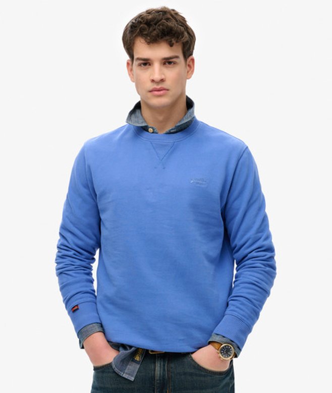 Superdry Herren Essential Logo Sweatshirt mit Rundhalsausschnitt Blau - Größe: L von Superdry