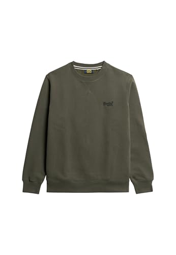 Superdry Herren Essential Logo Sweatshirt mit Rundhalsausschnitt Dunkelgrau Grün L von Superdry