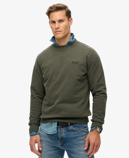 Superdry Herren Essential Logo Sweatshirt mit Rundhalsausschnitt Grün - Größe: XL von Superdry