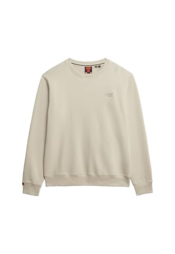 Superdry Herren Essential Logo Sweatshirt mit Rundhalsausschnitt Hell Steinfarben Beige L von Superdry