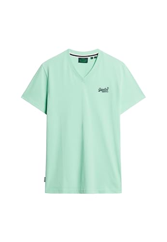Superdry Herren Essential Logo T-Shirt aus Bio-Baumwolle mit V-Ausschnitt Grüne Minze Hellgrün XXL von Superdry
