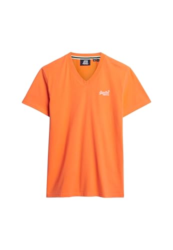 Superdry Herren Essential Logo T-Shirt aus Bio-Baumwolle mit V-Ausschnitt Sonniges Korallrot XL von Superdry