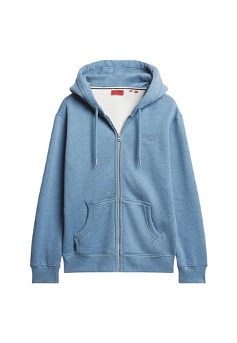 Superdry Herren Essential Logo Zip Hoodie Kapuzenpullover, Bluestone Blue Marl, Small von Superdry