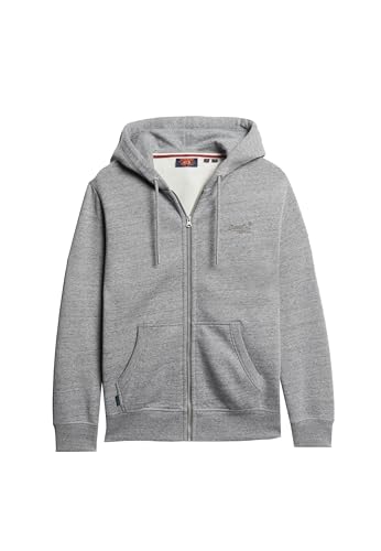 Superdry Herren Essential Logo Zip Hoodie Sweatshirt, Dunkelgrau meliert, M von Superdry