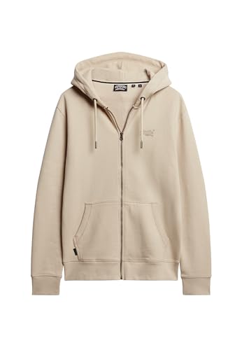 Superdry Herren Essential Logo Zip Hoodie Sweatshirt, Hellstein, Beige, Large von Superdry