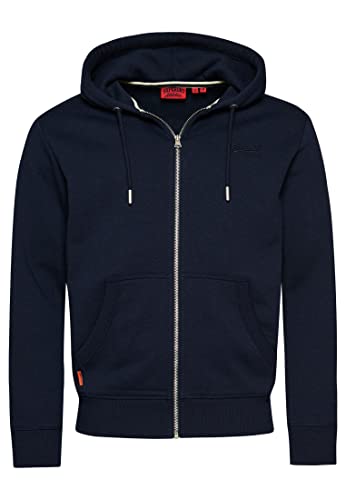 Superdry Herren Essential Logo Zip Hoodie Sweatshirt, Marineblau (Rich Navy Marl), XXL von Superdry