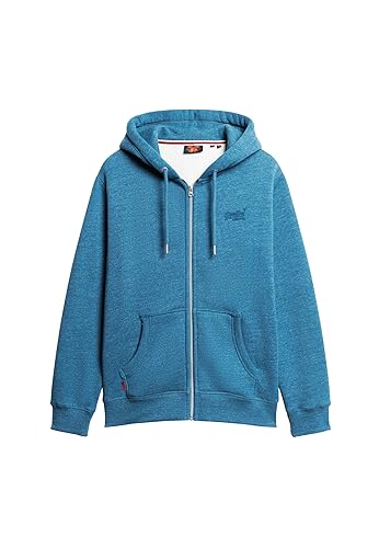 Superdry Herren Essential Logo Zip Hoodie Sweatshirt, Mittlerer West, Blauer Marl, M von Superdry