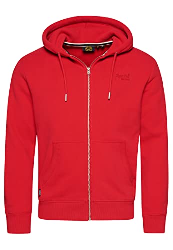 Superdry Herren Essential Logo Zip Hoodie Sweatshirt, Rouge Rot, Large von Superdry