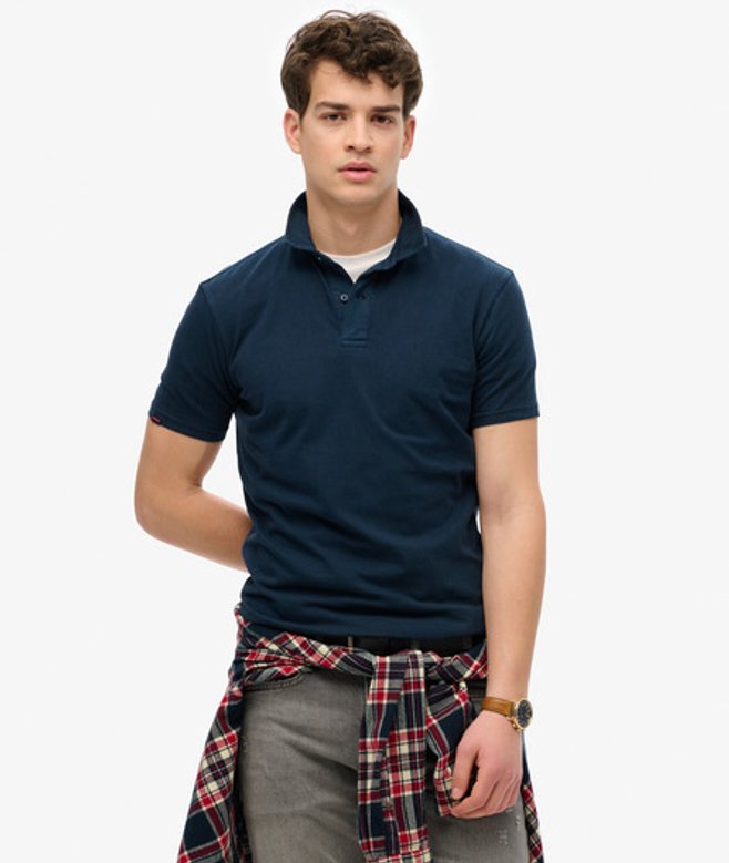 Superdry Men's Essential Jersey Poloshirt Marineblau - Größe: M von Superdry