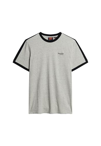 Superdry Herren Essential Retro T-Shirt mit Logo Grau Fleckig Meliert/Schwarz XXL von Superdry