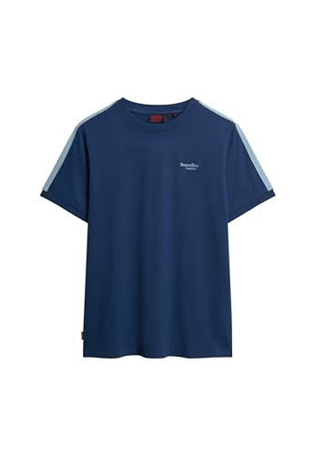 Superdry Herren Essential Retro T-Shirt mit Logo Pilot Mittelblau/Chinablau L von Superdry