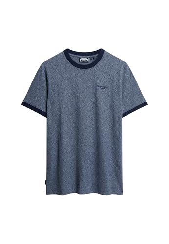 Superdry Herren Essential Ringer-T-Shirt mit Logo Frost Marineblau Gesprenkelt M von Superdry