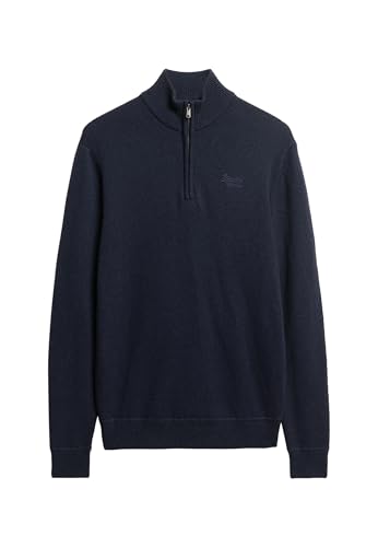 Superdry Herren Essential Strickpullover mit Halbreißverschluss und Stickerei Finster Marineblau XL von Superdry