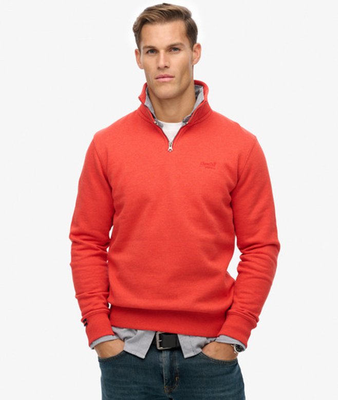 Superdry Herren Essential Sweatshirt mit Halblangem Reißverschluss und Logo Orange - Größe: Xxxl von Superdry