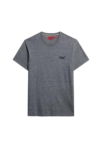 Superdry Herren Essential T-Shirt aus Bio-Baumwolle mit Logo Finster Marineblau/Grau Meliert Feeder XXL von Superdry