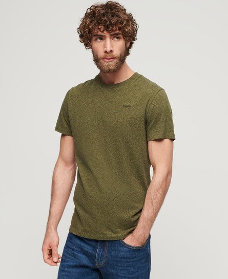 Superdry Men's Essential T-Shirt aus Bio-Baumwolle mit Micro-Logo Grün - Größe: S von Superdry