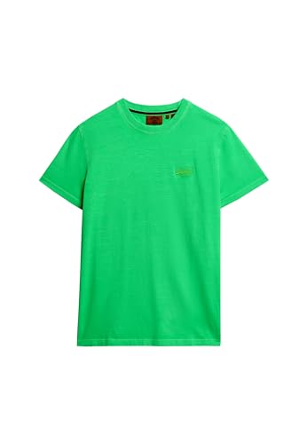 Superdry Herren Essential T-Shirt mit neonfarbener Logostickerei Dry Neon-Limonengrün XL von Superdry