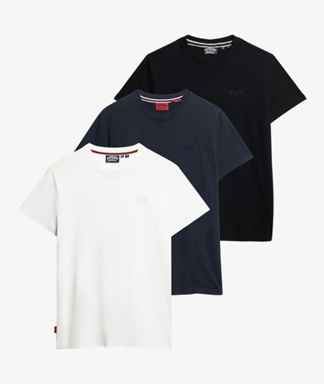 Superdry Herren Essential Logo T-shirt aus Bio-baumwolle im Dreierpack Black - Größe: L von Superdry