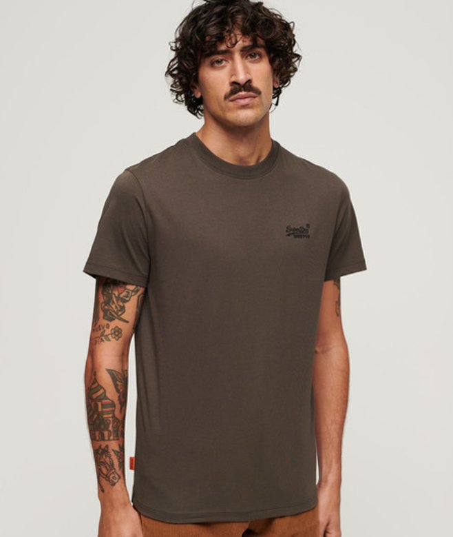 Superdry Herren Essential T-shirt aus Bio-baumwolle mit Logo und Stickerei Schwarz - Größe: S von Superdry