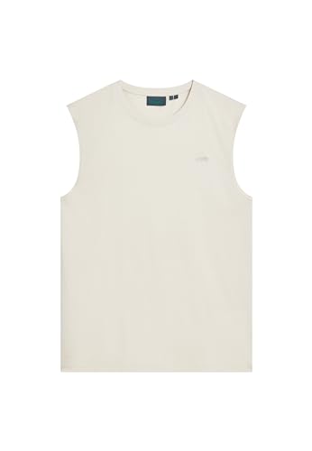 Superdry Herren Essential Tanktop aus Bio-Baumwolle mit Logo Hell Steinfarben Beige M von Superdry