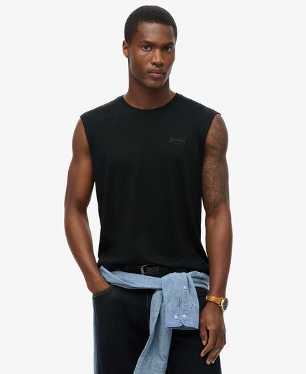 Superdry Herren Essential Tanktop aus Bio-baumwolle mit Logo Schwarz - Größe: L von Superdry