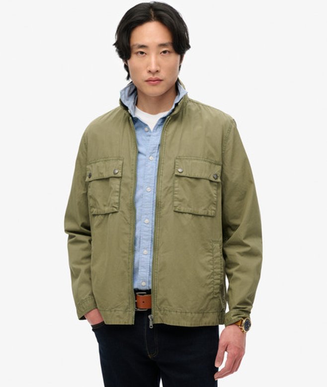 Superdry Herren Essentials Jacke mit Reißverschluss Khaki - Größe: M von Superdry