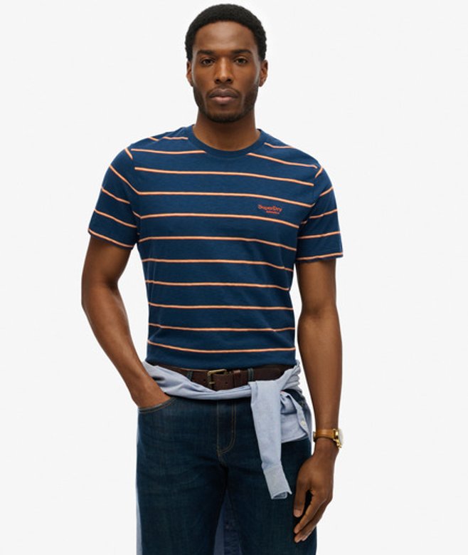 Superdry Herren Essentials Stripe T-shirt Blue - Größe: Xxl von Superdry