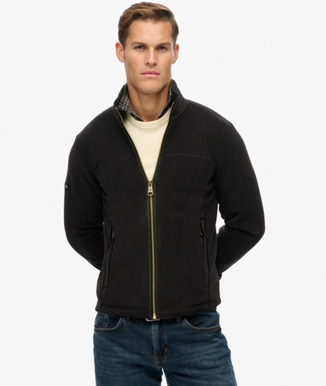 Superdry Herren Estate Fleecejacke mit Durchgehendem Reißverschluss Black - Größe: L von Superdry