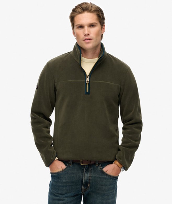 Superdry Herren Estate Fleecejacke mit Halblangem Reißverschluss Green - Größe: Xxl von Superdry