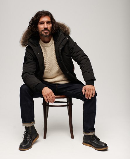 Superdry Men's Everest Bomber-Steppjacke mit Kapuze Dunkelgrau - Größe: M von Superdry