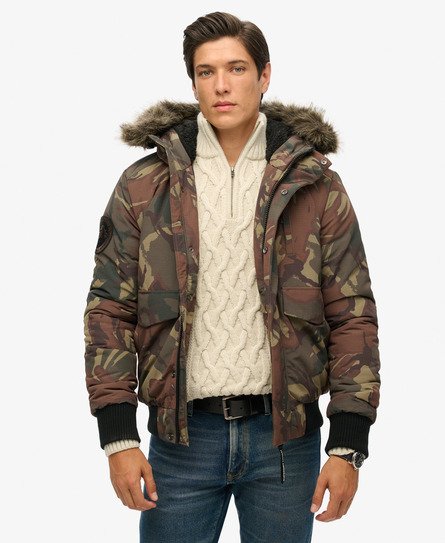 Superdry Men's Everest Bomber-Steppjacke mit Kapuze Grün - Größe: M von Superdry