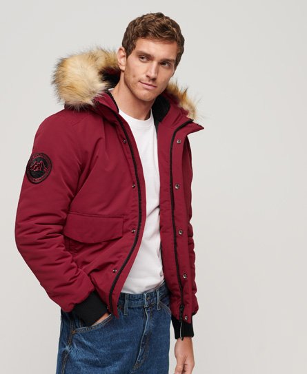 Superdry Men's Everest Bomber-Steppjacke mit Kapuze Rot - Größe: L von Superdry