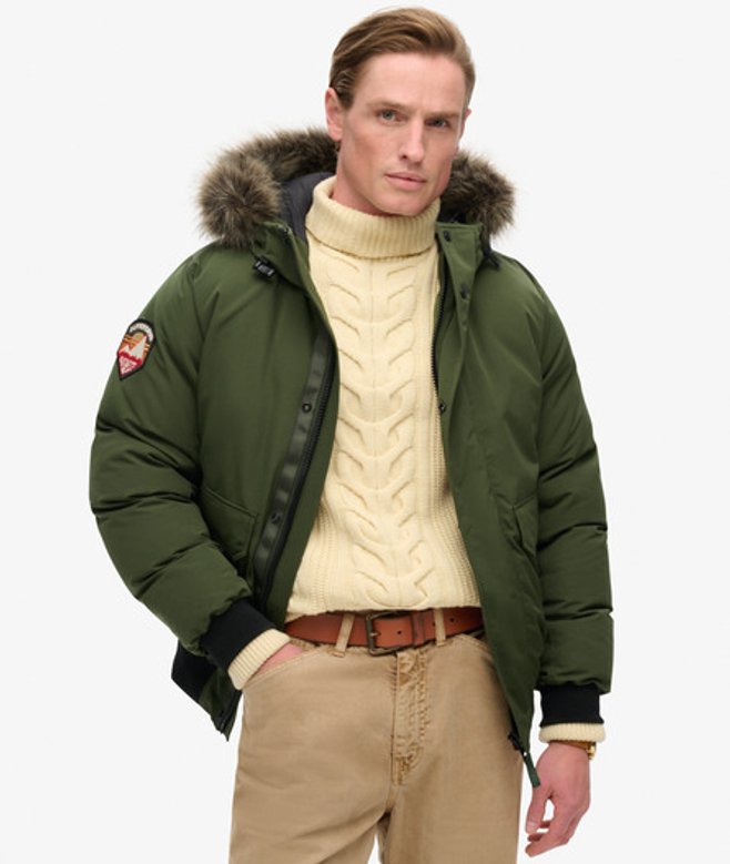 Superdry Men's Everest Kunstfell-bomberjacke Grün - Größe: S von Superdry