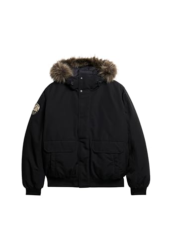 Superdry Herren Everest Kunstfell-Bomberjacke Tiefschwarz M von Superdry