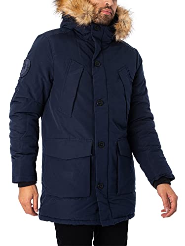 Superdry Herren Everest Parka mit Kapuze und Kunstfellbesatz Nordisch Chrom Marineblau XS von Superdry