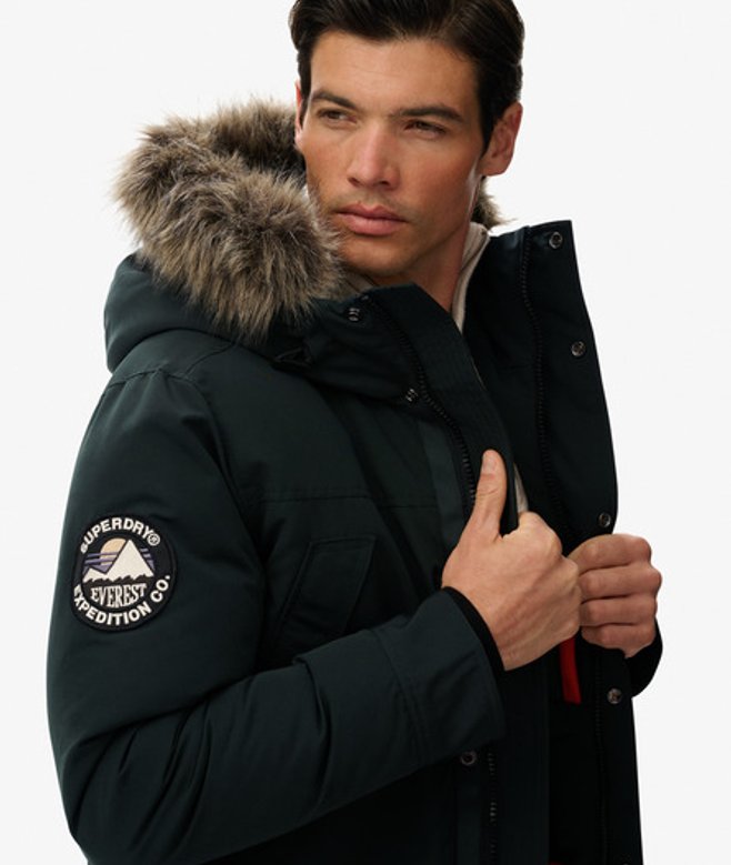 Superdry Herren Everest Parka mit Kunstfellbesatz Green - Größe: Xxl von Superdry