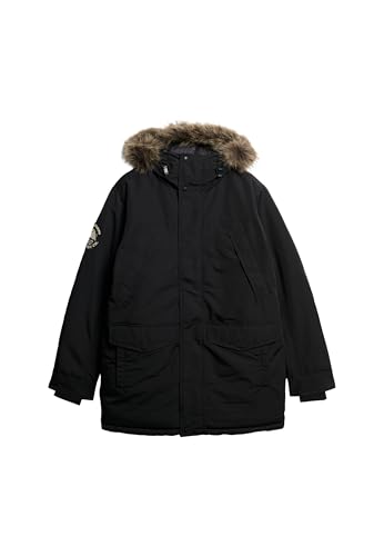 Superdry Herren Everest Parka mit Kunstfellbesatz Tiefschwarz L von Superdry