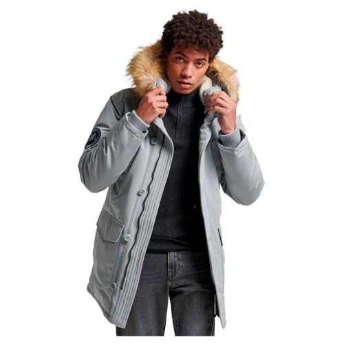 Superdry Herren Everest Parka mit Kunstfellkapuze Feldlerche Grau M von Superdry