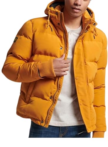 Superdry Herren Everest Short Hooded Puffer Jacke, Senf, Small von Superdry