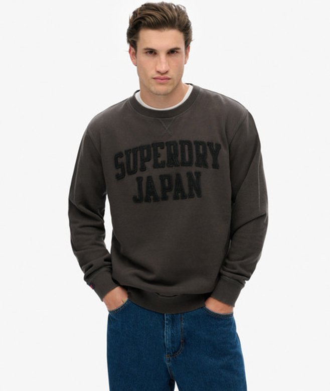 Superdry Herren Farblich Abgestimmtes Vintage Athletic Sweatshirt mit Rundhalsausschnitt Dark Grey - Größe: XL von Superdry