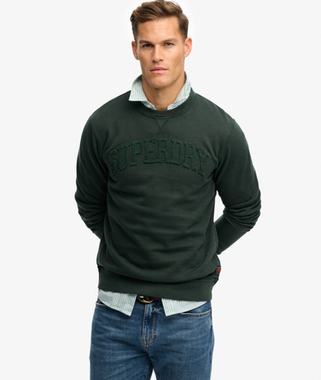 Superdry Herren Farblich Abgestimmtes Vintage Athletic Sweatshirt mit Rundhalsausschnitt Green - Größe: S von Superdry