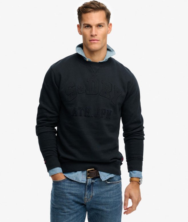 Superdry Herren Farblich Abgestimmtes Vintage Athletic Sweatshirt mit Rundhalsausschnitt Navy - Größe: M von Superdry